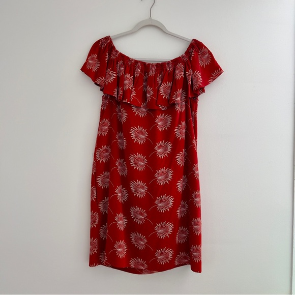 Madewell Silk Off the Shoulder Ruffle Palm Dress Size SM - Picture 5 of 5